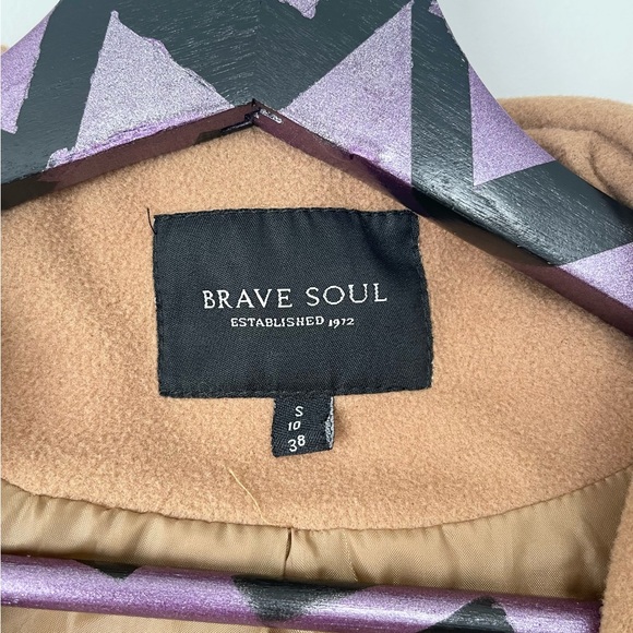 Brave Soul Long Hooded Wrap Coat Camel Size Small - Picture 10 of 11